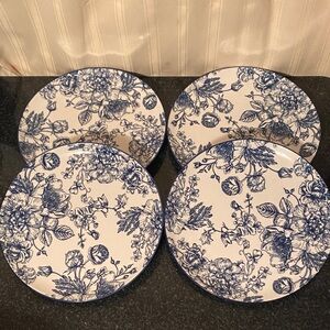 Royal Norfolk Blue Rose Dinner Plates Set Of Four